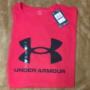 Under Armour Vibrant Red Tee with Black Logo